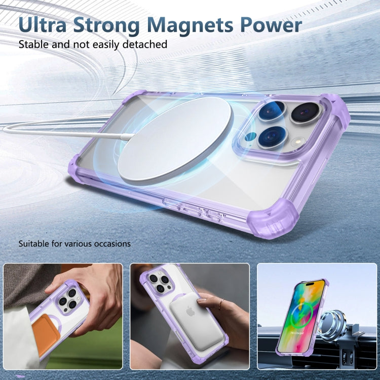 For iPhone 16 Pro Transparent MagSafe Magnetic Phone Case(Purple) - iPhone 16 Pro Cases by buy2fix | Online Shopping UK | buy2fix