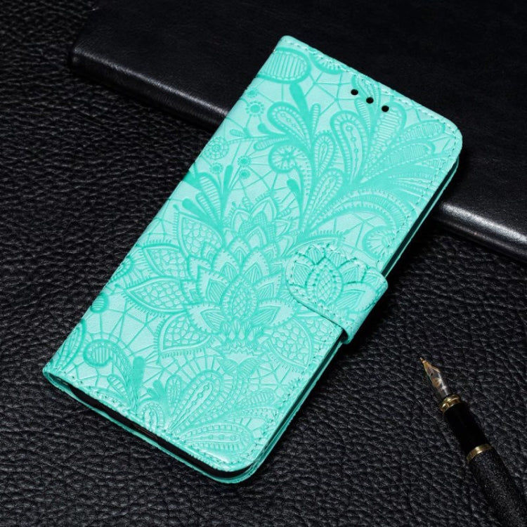 For Motorola Moto G Power 5G 2024 Lace Flower Embossing Flip Leather Phone Case(Green) - Motorola Cases by buy2fix | Online Shopping UK | buy2fix