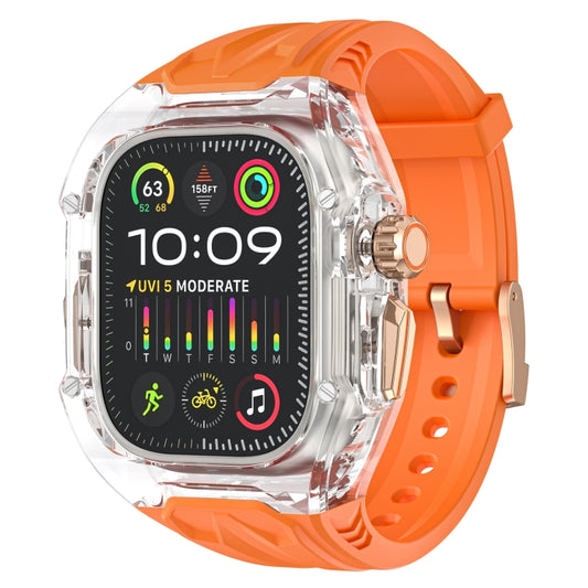 For Apple Watch Ultra 49mm Modified PC Hybrid TPU Watch Case Band(Orange Transparent) - Watch Bands by buy2fix | Online Shopping UK | buy2fix