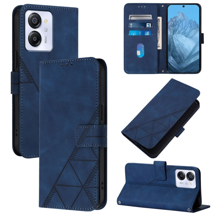 For Blackview Color 8 Crossbody 3D Embossed Flip Leather Phone Case(Blue) - More Brand by buy2fix | Online Shopping UK | buy2fix