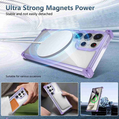 For Samsung Galaxy S24 5G Transparent MagSafe Magnetic Phone Case(Purple) - Galaxy S24 5G Cases by buy2fix | Online Shopping UK | buy2fix