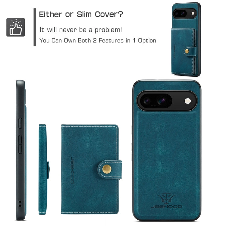 For Google Pixel 9 JEEHOOD J01 Retro Magnetic Detachable Wallet Phone Case(Blue) - Google Cases by JEEHOOD | Online Shopping UK | buy2fix