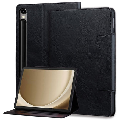 For Samsung Galaxy Tab S9+ / S8+ / S7+ Cat Buckle Leather Smart Tablet Case(Black) - Galaxy Tab S9+ Cases by buy2fix | Online Shopping UK | buy2fix