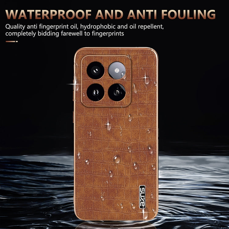 For Xiaomi 14 Pro AZNS Electroplated Frame Crocodile Texture Full Coverage Phone Case(Black) - 14 Pro Cases by AZNS | Online Shopping UK | buy2fix