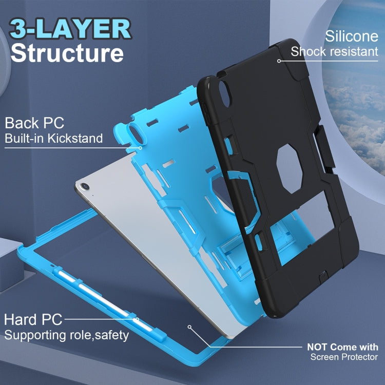 For iPad Air 13 2024 Contrast Color Silicone Acrylic PC Tablet Case with Holder(Black Blue) - iPad Air 13 2024 Cases by buy2fix | Online Shopping UK | buy2fix