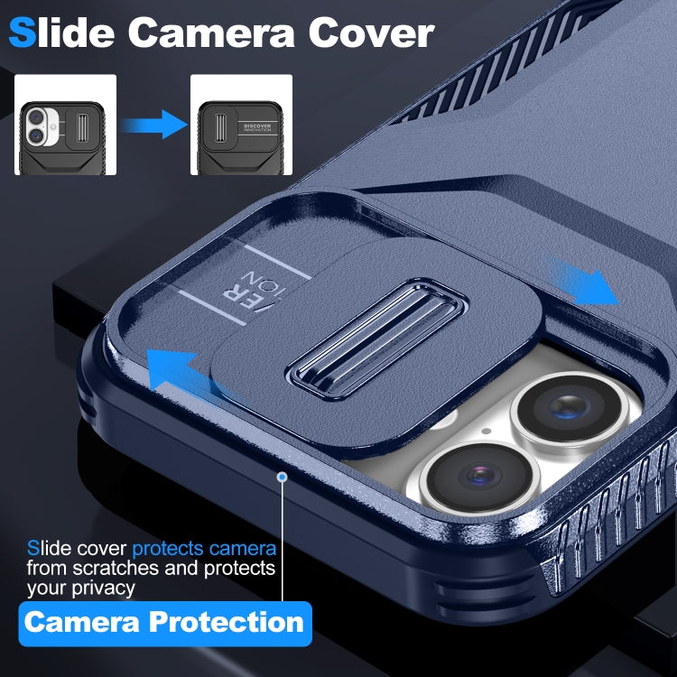 For iPhone 16 Sliding Camshield Phone Case(Blue) - iPhone 16 Cases by buy2fix | Online Shopping UK | buy2fix