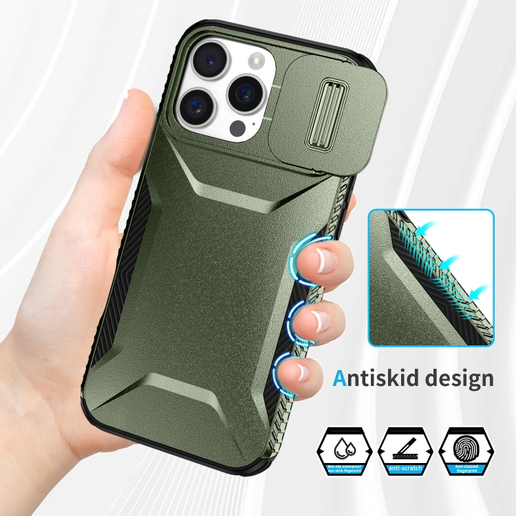 For iPhone 16 Pro Sliding Camshield Phone Case(Alpine Green) - iPhone 16 Pro Cases by buy2fix | Online Shopping UK | buy2fix