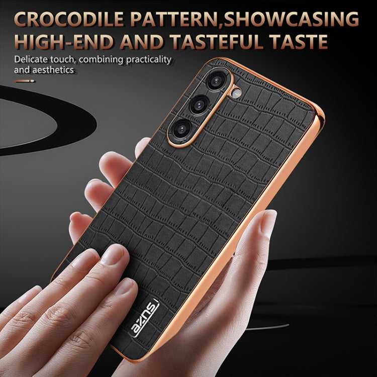 For Samsung Galaxy S23+ 5G AZNS Electroplated Frame Crocodile Texture Full Coverage Phone Case(Black) - Galaxy S23+ 5G Cases by AZNS | Online Shopping UK | buy2fix