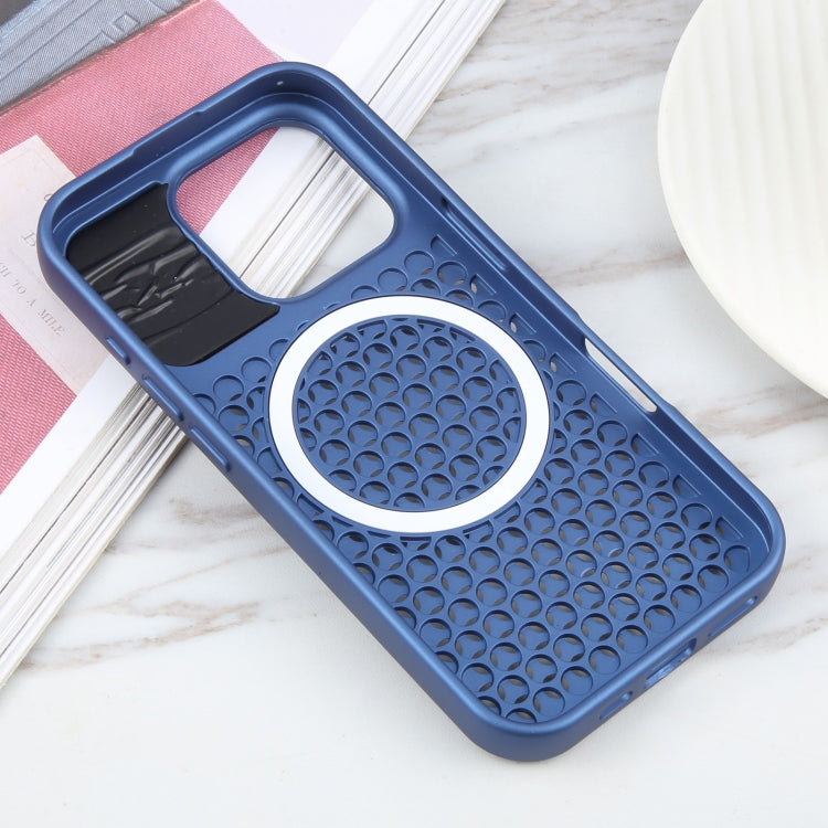 For iPhone 16 Pro Pure Color Honeycomb Aromatherapy MagSafe Phone Case(Blue) - iPhone 16 Pro Cases by buy2fix | Online Shopping UK | buy2fix