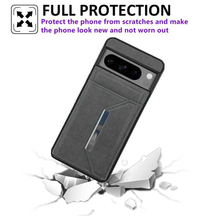 For Google Pixel 9 / 9 Pro Solid Color Metal Buckle Card Slots Bag Phone Case(Grey) - Google Cases by buy2fix | Online Shopping UK | buy2fix