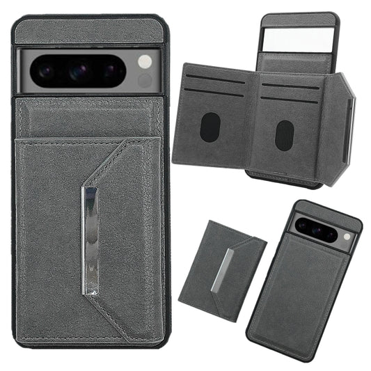 For Google Pixel 9 Pro XL Solid Color Metal Buckle Card Slots Bag Phone Case(Grey) - Google Cases by buy2fix | Online Shopping UK | buy2fix