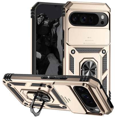 For Google Pixel 9 Pro Sliding Camshield Holder Phone Case(Gold) - Google Cases by buy2fix | Online Shopping UK | buy2fix