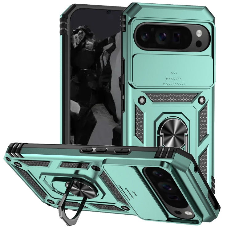 For Google Pixel 9 Pro Sliding Camshield Holder Phone Case(Green) - Google Cases by buy2fix | Online Shopping UK | buy2fix