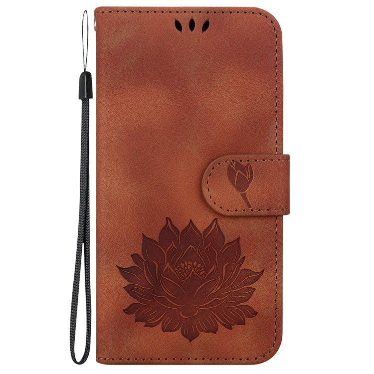 For iPhone SE 2024 Lotus Embossed Leather Phone Case(Brown) - More iPhone Cases by buy2fix | Online Shopping UK | buy2fix