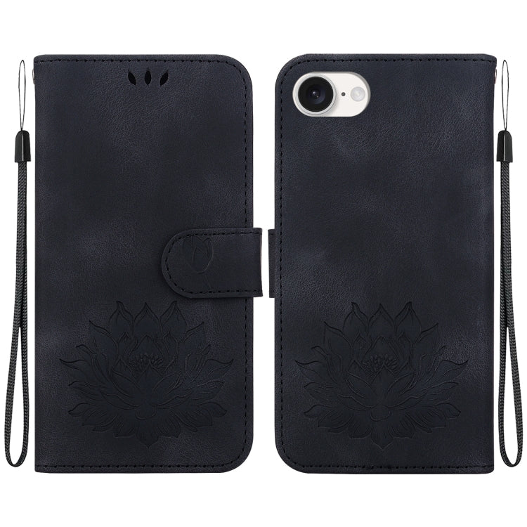 For iPhone SE 2024 Lotus Embossed Leather Phone Case(Black) - More iPhone Cases by buy2fix | Online Shopping UK | buy2fix