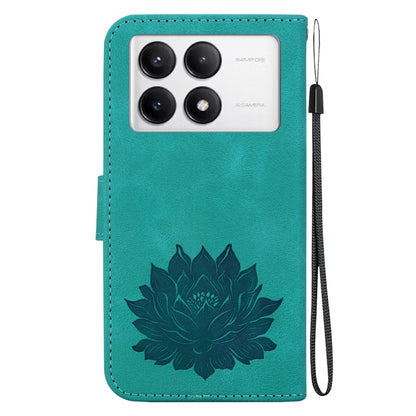 For Redmi K70 / K70 Pro Lotus Embossed Leather Phone Case(Green) - K70 Cases by buy2fix | Online Shopping UK | buy2fix