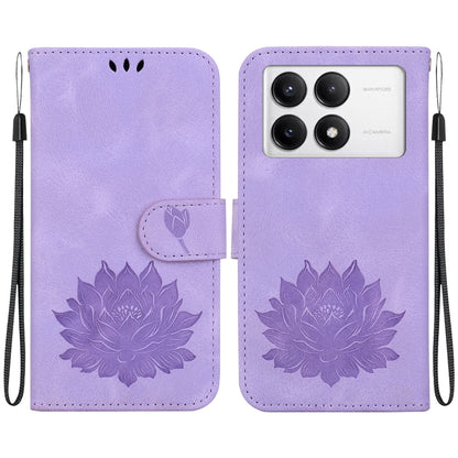 For Redmi K70 / K70 Pro Lotus Embossed Leather Phone Case(Purple) - K70 Cases by buy2fix | Online Shopping UK | buy2fix