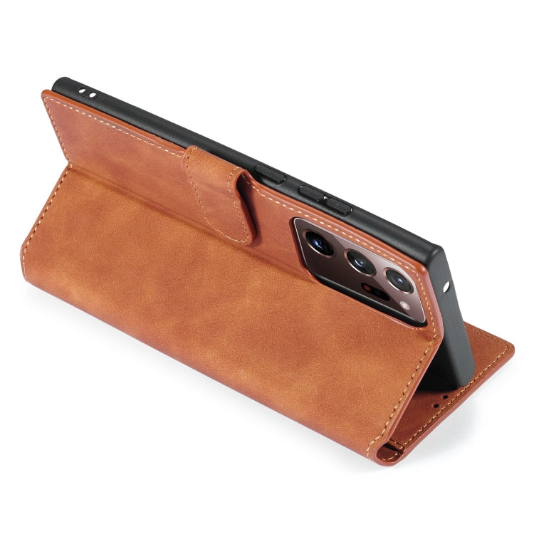 For Samsung Galaxy Note20 Ultra DG.MING Retro Oil Side Horizontal Flip Case with Holder & Card Slots & Wallet(Brown) - Galaxy Note20 Ultra Cases by DG.MING | Online Shopping UK | buy2fix