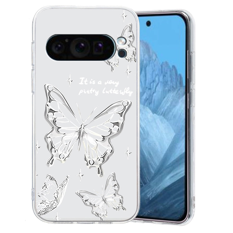 For Google Pixel 9 Pro Colored Drawing Pattern Transparent TPU Phone Case(Butterflies) - Google Cases by buy2fix | Online Shopping UK | buy2fix