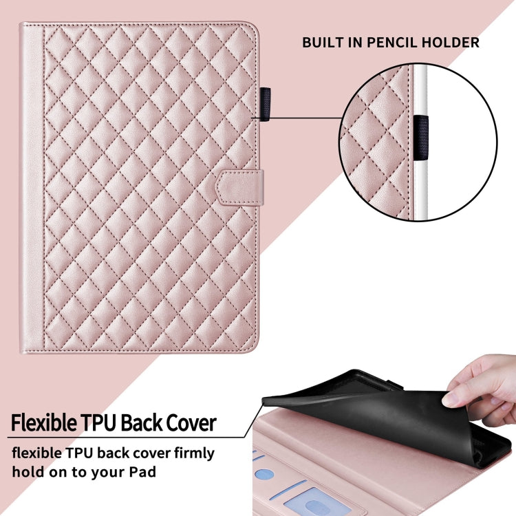 For Lenovo Tab M11 / Xiaoxin Pad 11 2024 Rhombus Lattice Leather Tablet Case(Rose Gold) - Lenovo by buy2fix | Online Shopping UK | buy2fix