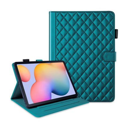 For Samsung Galaxy Tab S6 Lite 2024 Rhombus Lattice Leather Tablet Case(Dark Green) - Tab S6 Lite P610 / P615 by buy2fix | Online Shopping UK | buy2fix