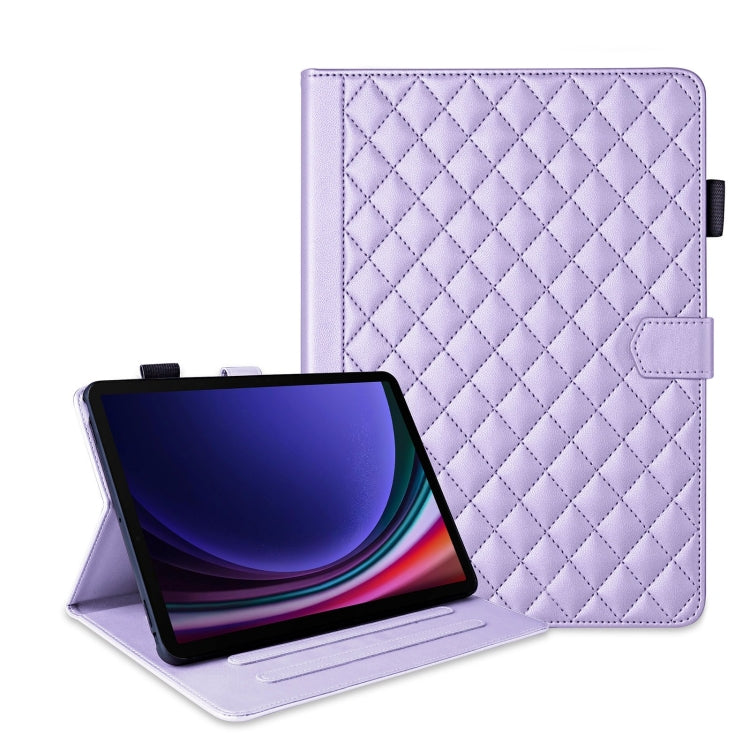 For Samsung Galaxy Tab S9 FE+ / S9+ Rhombus Lattice Leather Tablet Case(Purple) - Galaxy Tab S9 FE+ by buy2fix | Online Shopping UK | buy2fix