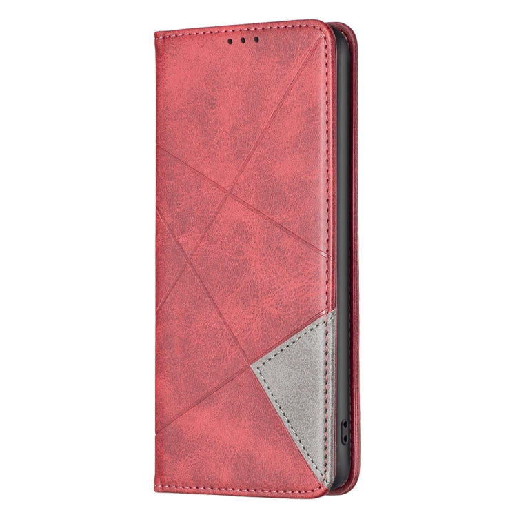 For Samsung Galaxy S25 Ultra 5G Rhombus Texture Magnetic Leather Phone Case(Red) - Galaxy S25 Ultra 5G Cases by buy2fix | Online Shopping UK | buy2fix