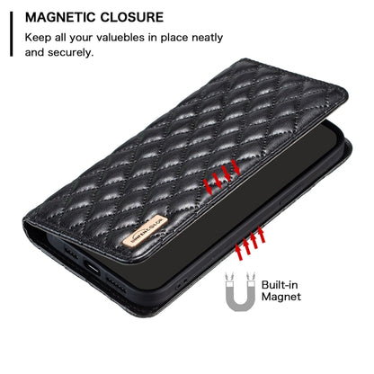 For Samsung Galaxy S25+ 5G Diamond Lattice Magnetic Leather Flip Phone Case(Black) - Galaxy S25+ 5G Cases by buy2fix | Online Shopping UK | buy2fix