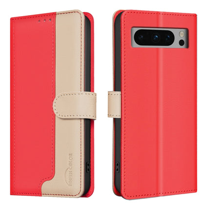 For Google Pixel 9 Pro Color Matching RFID Anti-theft Leather Phone Case(Red) - Google Cases by buy2fix | Online Shopping UK | buy2fix