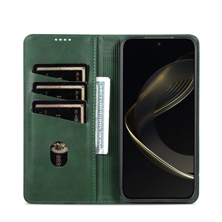 For Samsung Galaxy S25 5G AZNS Magnetic Calf Texture Flip Leather Phone Case(Dark Green) - Galaxy S25 5G Cases by AZNS | Online Shopping UK | buy2fix