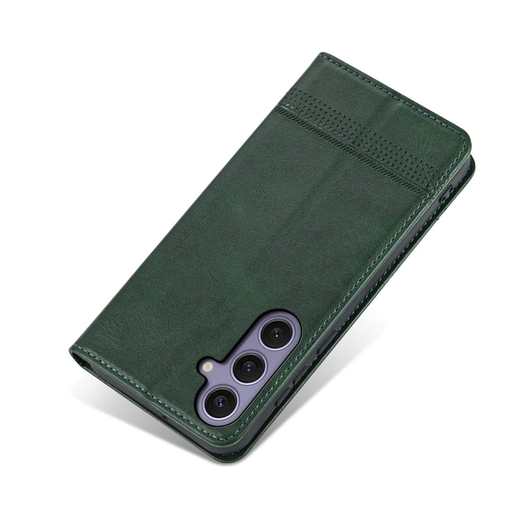 For Samsung Galaxy S25+ 5G AZNS Magnetic Calf Texture Flip Leather Phone Case(Dark Green) - Galaxy S25+ 5G Cases by AZNS | Online Shopping UK | buy2fix