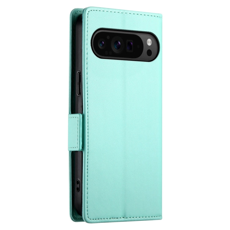 For Google Pixel 9 Pro Side Buckle Magnetic Frosted Leather Phone Case(Mint Green) - Google Cases by buy2fix | Online Shopping UK | buy2fix