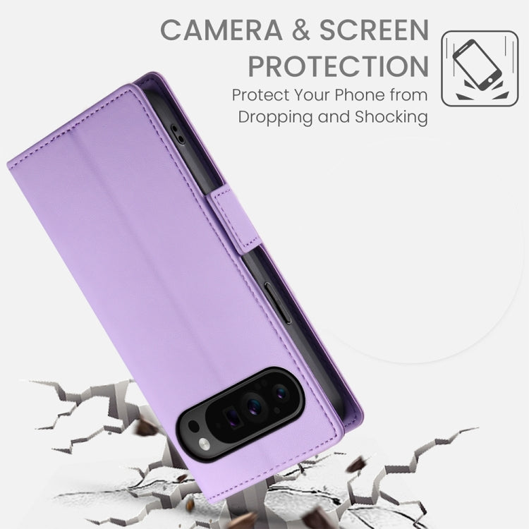 For Google Pixel 9 Pro Side Buckle Magnetic Frosted Leather Phone Case(Purple) - Google Cases by buy2fix | Online Shopping UK | buy2fix