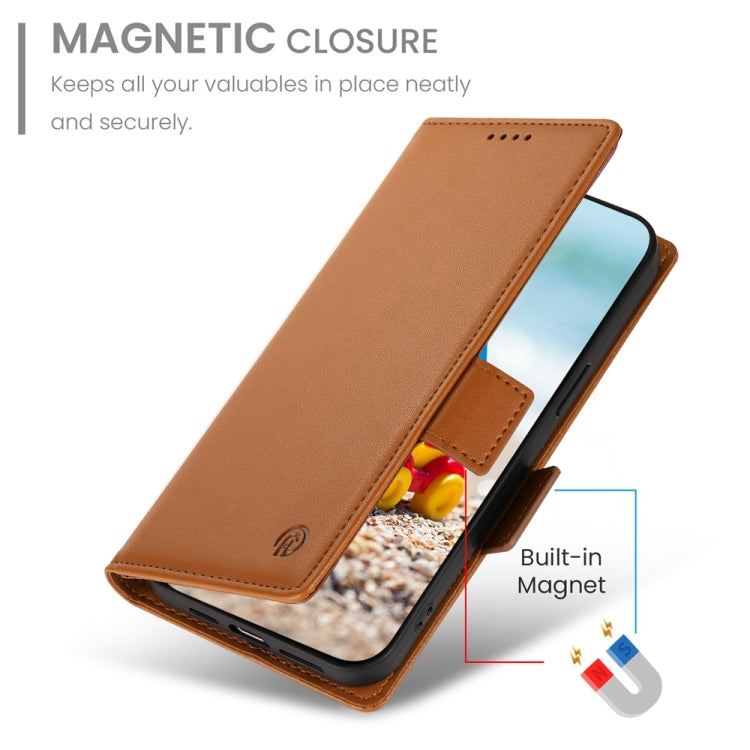 For Google Pixel 9 Pro Side Buckle Magnetic Frosted Leather Phone Case(Brown) - Google Cases by buy2fix | Online Shopping UK | buy2fix