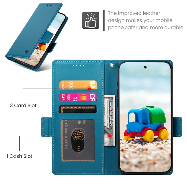 For Google Pixel 9 Side Buckle Magnetic Frosted Leather Phone Case(Blue) - Google Cases by buy2fix | Online Shopping UK | buy2fix