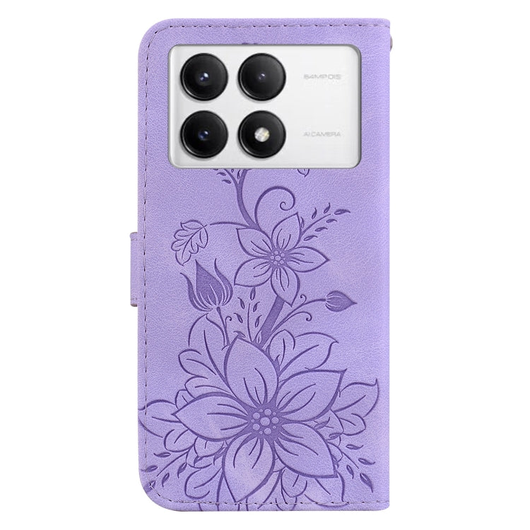 For Xiaomi Redmi K70 / K70 Pro Lily Embossed Leather Phone Case(Purple) - K70 Cases by buy2fix | Online Shopping UK | buy2fix