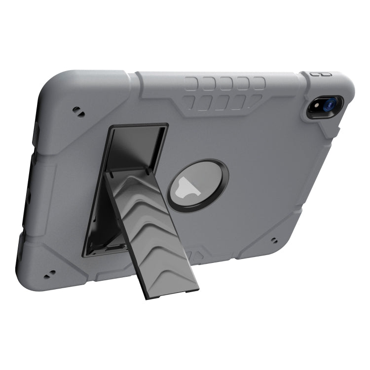 For iPad 10th Gen 10.9 2022 Armor Holder Silicone Hybrid PC Tablet Case(Grey Black) - iPad 10th Gen 10.9 Cases by buy2fix | Online Shopping UK | buy2fix