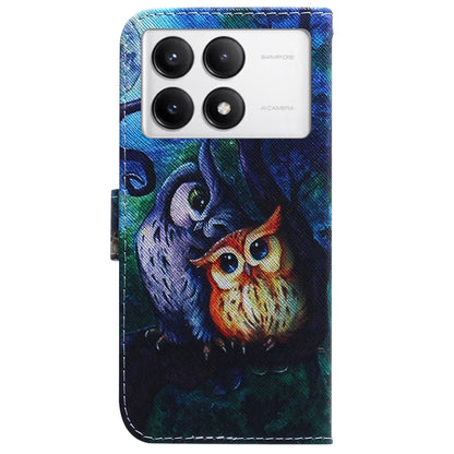 For Xiaomi Redmi K70 Pro / K70 Coloured Drawing Flip Leather Phone Case(Oil Painting Owl) - K70 Cases by buy2fix | Online Shopping UK | buy2fix