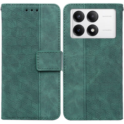 For Xiaomi Redmi K70 Pro / K70 Geometric Embossed Leather Phone Case(Green) - K70 Cases by buy2fix | Online Shopping UK | buy2fix