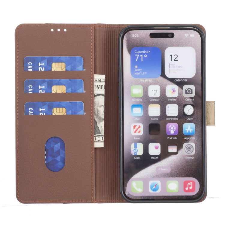 For iPhone 16 Color Matching RFID Anti-theft Leather Phone Case(Brown) - iPhone 16 Cases by buy2fix | Online Shopping UK | buy2fix