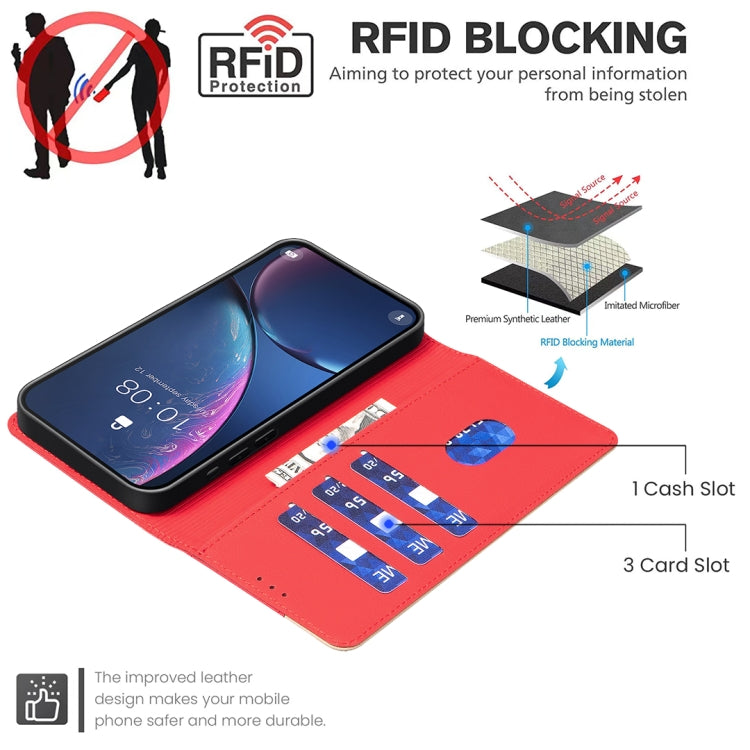 For iPhone 16 Color Matching RFID Anti-theft Leather Phone Case(Red) - iPhone 16 Cases by buy2fix | Online Shopping UK | buy2fix