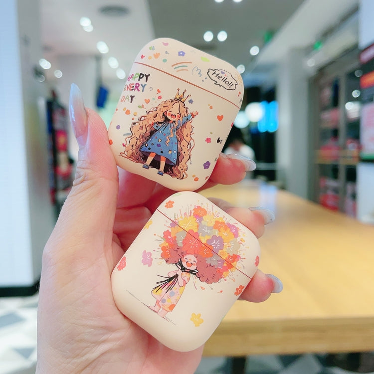 For AirPods 3 Girl Pattern Earbuds Box Frosted TPU Case(Flower) - For AirPods 3 by buy2fix | Online Shopping UK | buy2fix