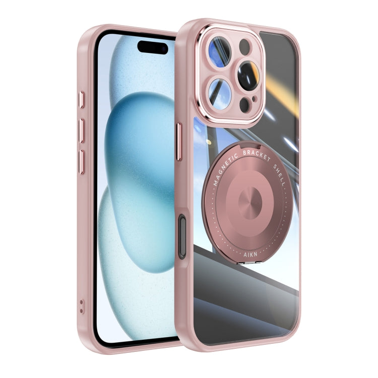 For iPhone 16 Pro Max 360 Holder Magsafe Acrylic Hybrid TPU Phone Case(Pink) - iPhone 16 Pro Max Cases by buy2fix | Online Shopping UK | buy2fix