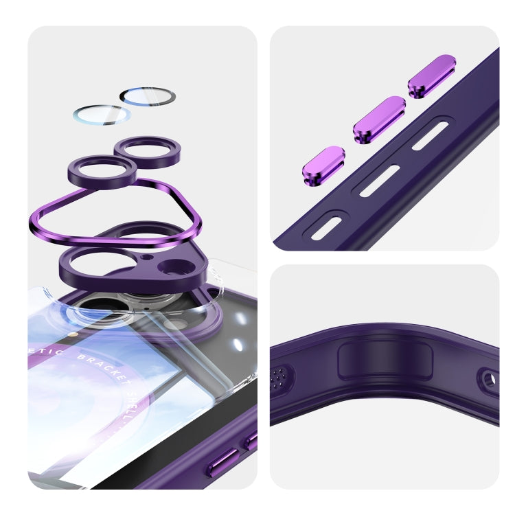 For iPhone 16 Plus 360 Holder Magsafe Acrylic Hybrid TPU Phone Case(Purple) - iPhone 16 Plus Cases by buy2fix | Online Shopping UK | buy2fix