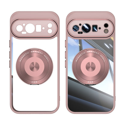 For Google Pixel 9 360 Holder Magsafe Acrylic Hybrid TPU Phone Case(Pink) - Google Cases by buy2fix | Online Shopping UK | buy2fix