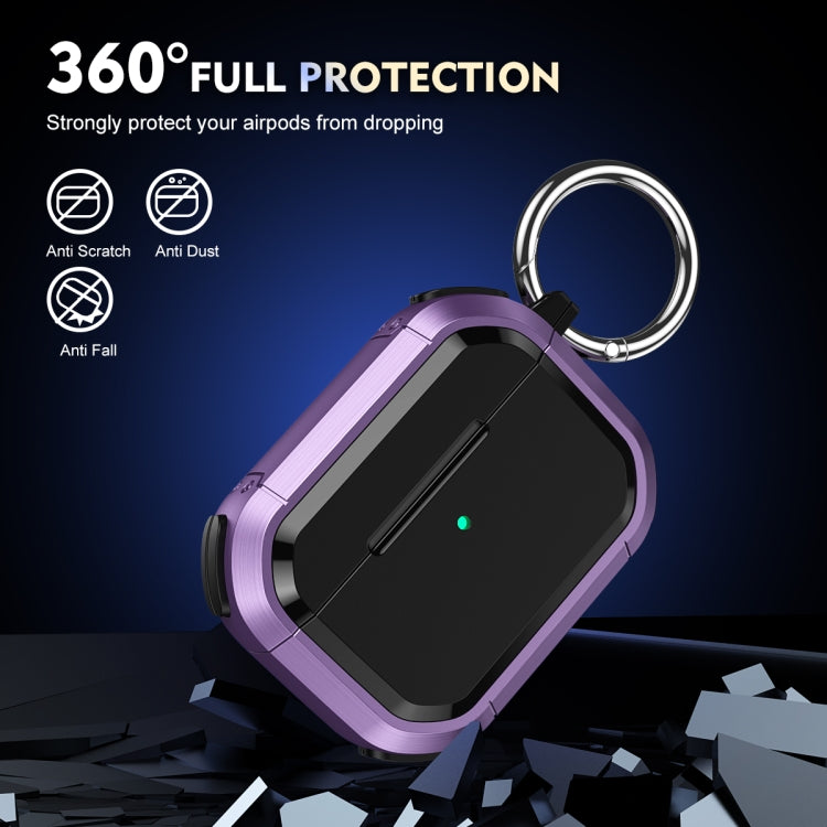 For AirPods Pro / Pro 2 Armor TPU + PC Earbuds Box Protective Case with Metal Buckle(Lavender) - For AirPods Pro 2 by buy2fix | Online Shopping UK | buy2fix