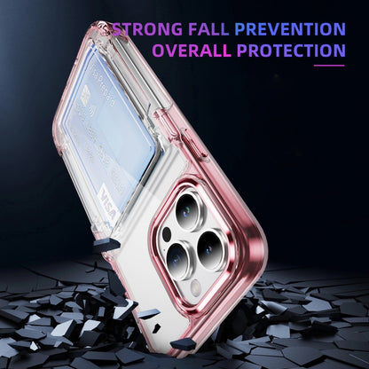 For iPhone 16 Pro Card Holder Acrylic Hybrid TPU Phone Case(Transparent Pink) - iPhone 16 Pro Cases by buy2fix | Online Shopping UK | buy2fix