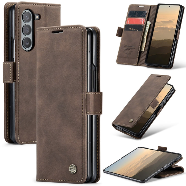 For Samsung Galaxy Z Fold6 5G CaseMe 013 Multifunctional Horizontal Flip Leather Phone Case(Coffee) - Galaxy Z Fold6 5G Cases by CaseMe | Online Shopping UK | buy2fix