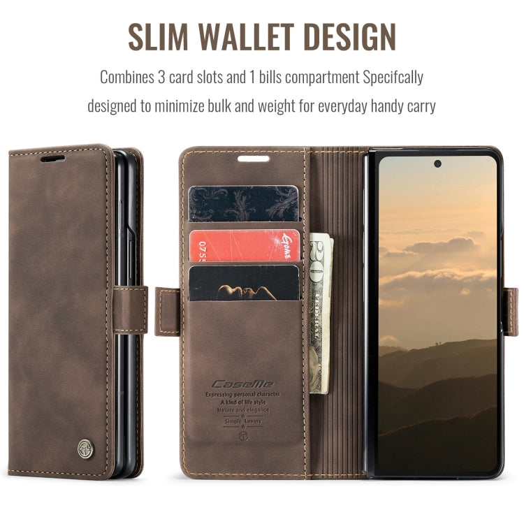 For Samsung Galaxy Z Fold6 5G CaseMe 013 Multifunctional Horizontal Flip Leather Phone Case(Coffee) - Galaxy Z Fold6 5G Cases by CaseMe | Online Shopping UK | buy2fix