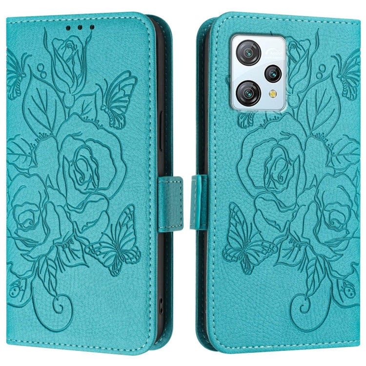 For Blackview A53 Embossed Rose RFID Anti-theft Leather Phone Case(Light Blue) - More Brand by buy2fix | Online Shopping UK | buy2fix